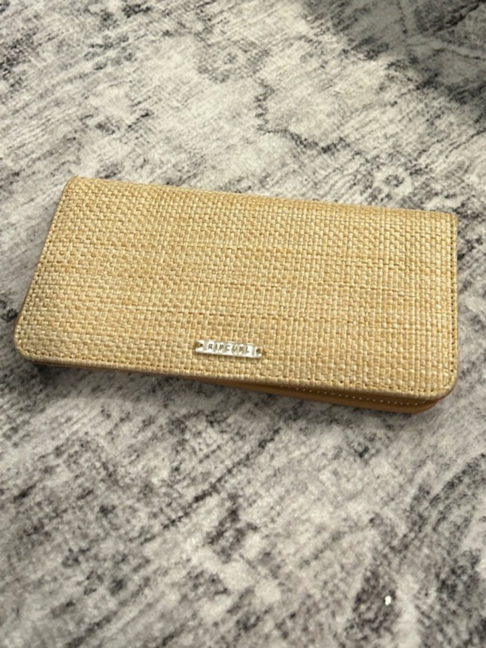 Rip Curl Straw-Textured Clutch Wallet in Beige